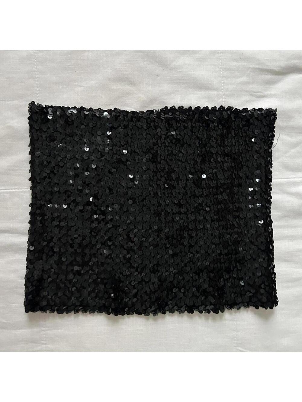 90s Paper Tag Vintage Black Sequin Tube Top Size S